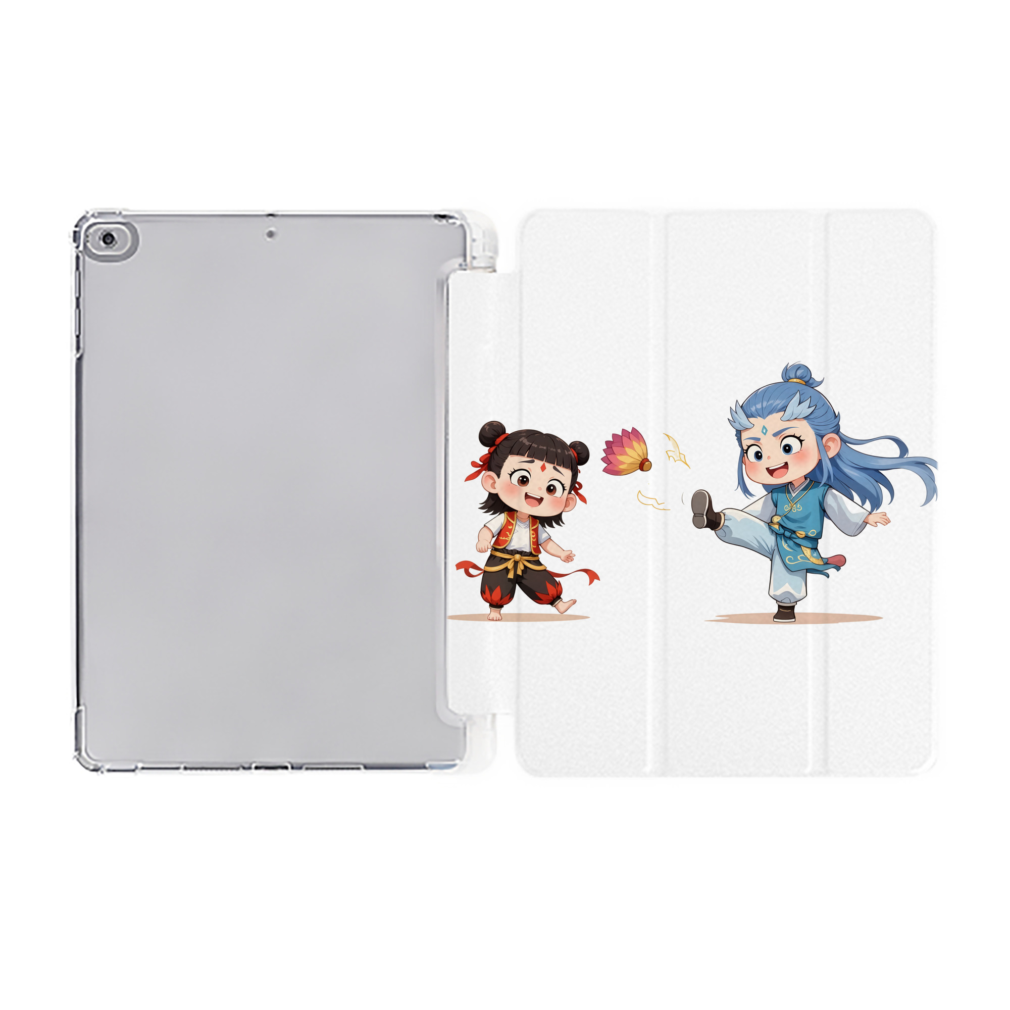 （画像用） Ne Zha 2 ナタ 魔童の大暴れ IPad ケース ペン収納付き 三つ折りスタンド PUレザー×シリコン 対応機種9.5/10.5/10.9インチ